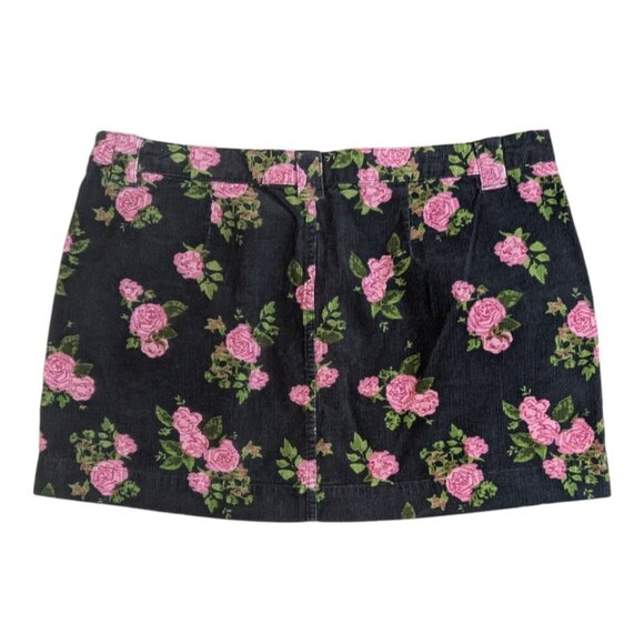 Wild Fable Corduroy Floral Mini Skirt Black Pink Rose - Picture 4 of 4